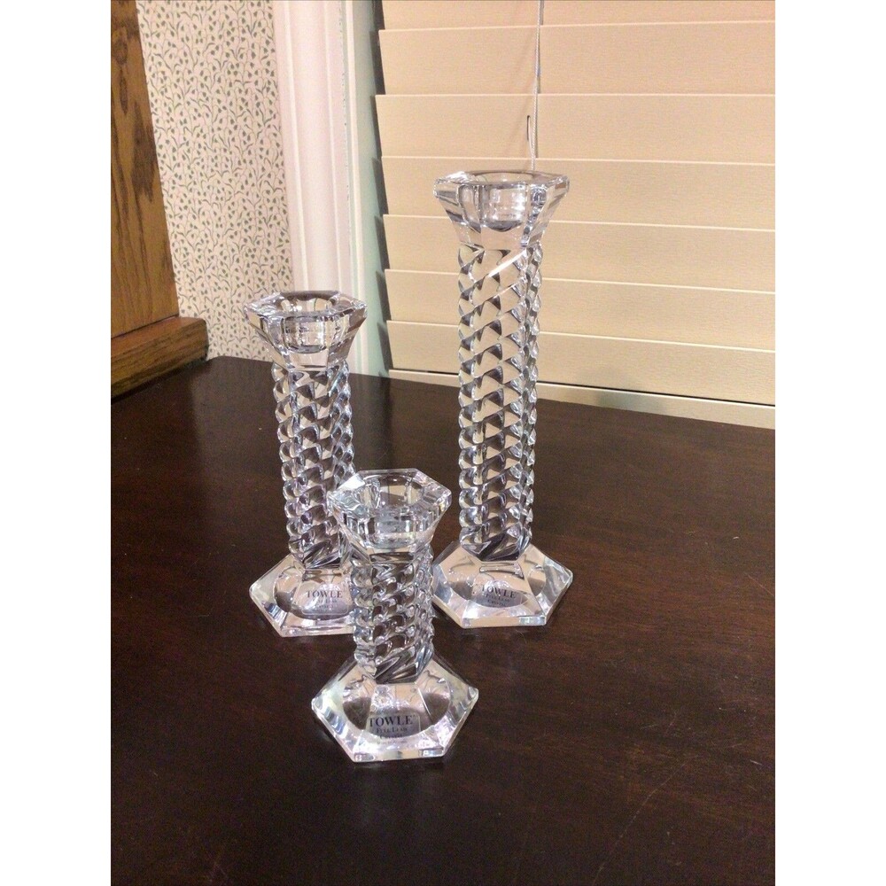 Set Of 3 Towle Crystal Candle Sticks Made In Austria No Flaws!
